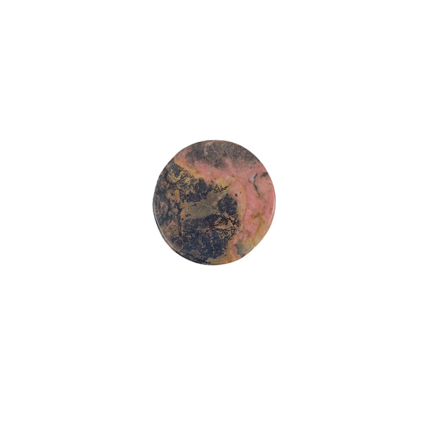 Rhodonite bear carving shown with crystal collection display ideas