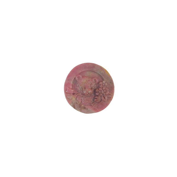 Rhodonite bear carving in crystal grid arrangement