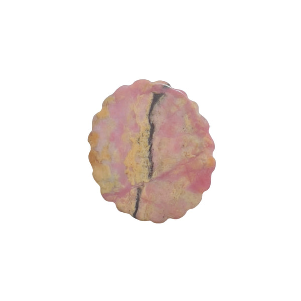 Pink Rhodonite Crystal Carved Pendant Back Side Natural Pattern