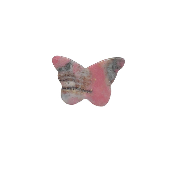 Rhodonite crystal butterfly gemstone art piece for spiritual healing