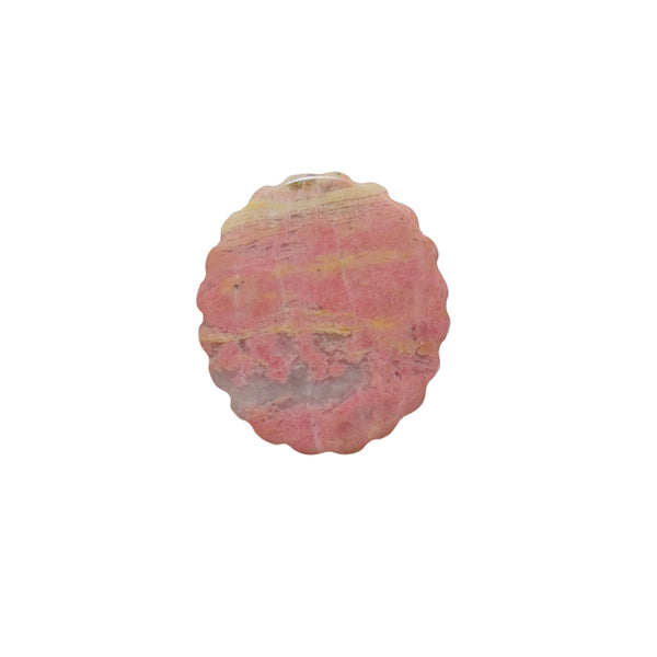 Pink Rhodonite Crystal Disk Front View Showing Magical Girl Pattern