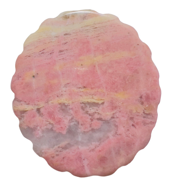 Rhodonite Gemstone Disk with Magical Girl Pattern Metaphysical Crystal