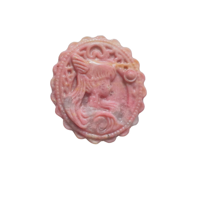 Natural Rhodonite Stone Disk Back View Showing Pink Mineral Texture