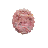 Natural Rhodonite Stone Disk Back View Showing Pink Mineral Texture
