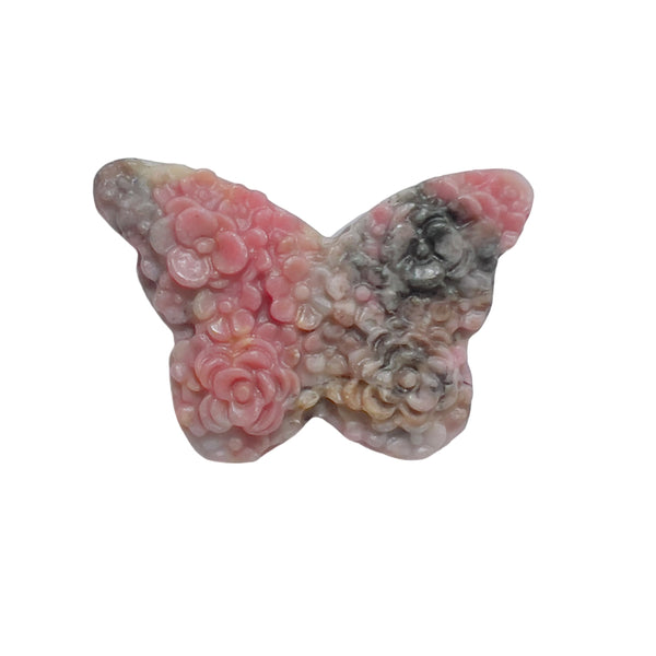 Rhodonite spiritual butterfly stone carving for heart chakra balancing