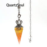 Rose Quartz and Citrine Crystal Pendulum for Love and Abundance