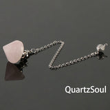 Rose quartz cone pendulum for love readings and heart healing