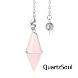 Rose Quartz faceted crystal pendulum for love readings and heart chakra work