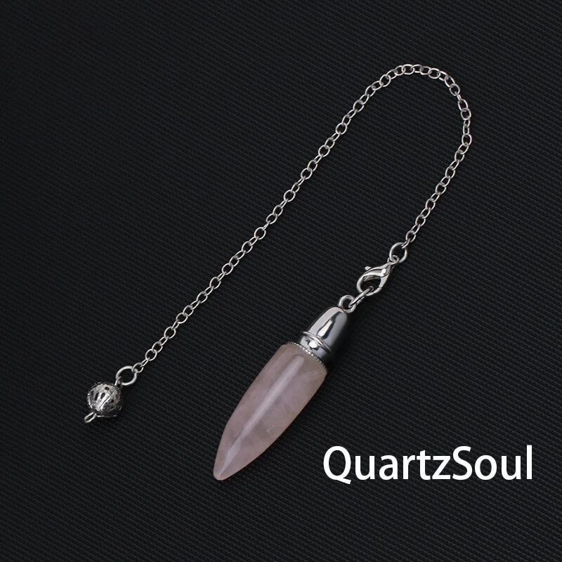 Pink Rose Quartz crystal pendulum for love readings and healing
