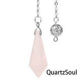 Rose Quartz hexagonal pendulum with silver chain for love and harmony