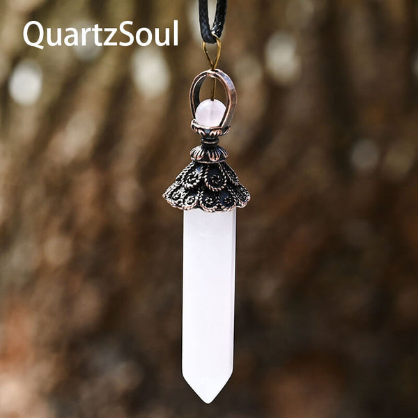 Rose quartz hexagonal crystal pendulum for heart chakra healing