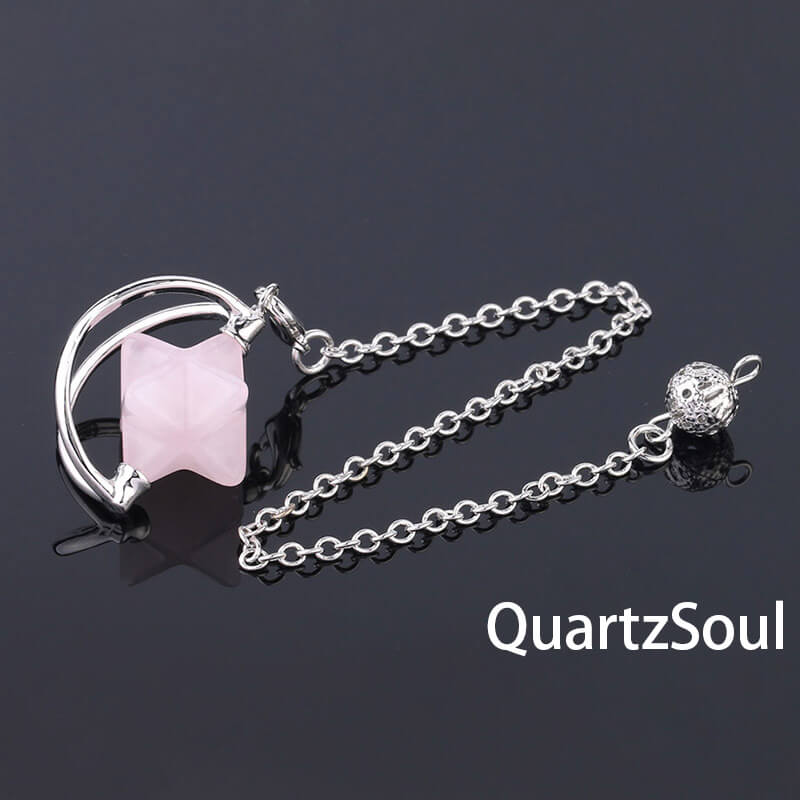Rose Quartz Merkaba Star Pendulum for heart healing
