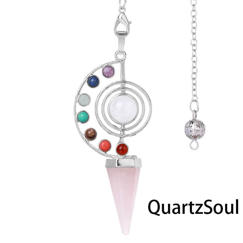 Rose Quartz Spiral Crystal Pendulum for Love and Healing