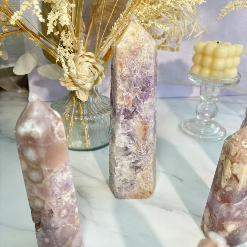 Wholesale Sakura Agate Towers Available in Various Sizes