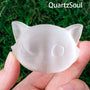 Translucent Selenite Cat Crystal Palm Stone