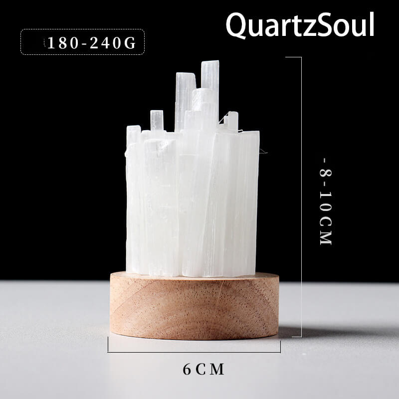 Luminous Selenite Crystal Cityscape Mineral Display