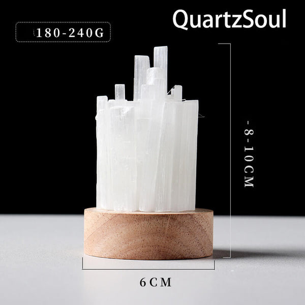 Luminous Selenite Crystal Cityscape Mineral Display