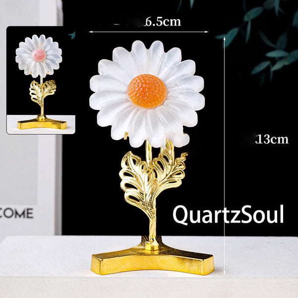 Luminous Selenite Crystal Flower Display Ornament