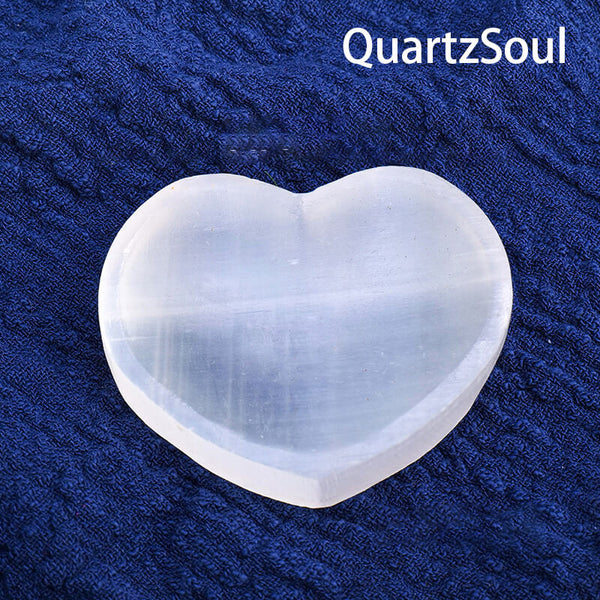 Raw Natural Selenite Crystal Heart Stone