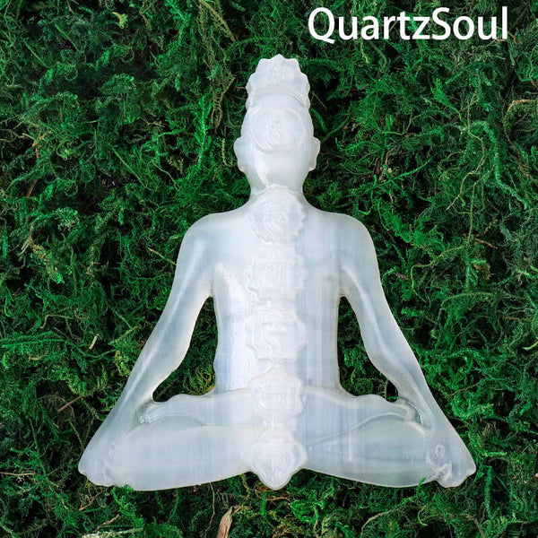 Luminous White Selenite Crystal Palm Stone