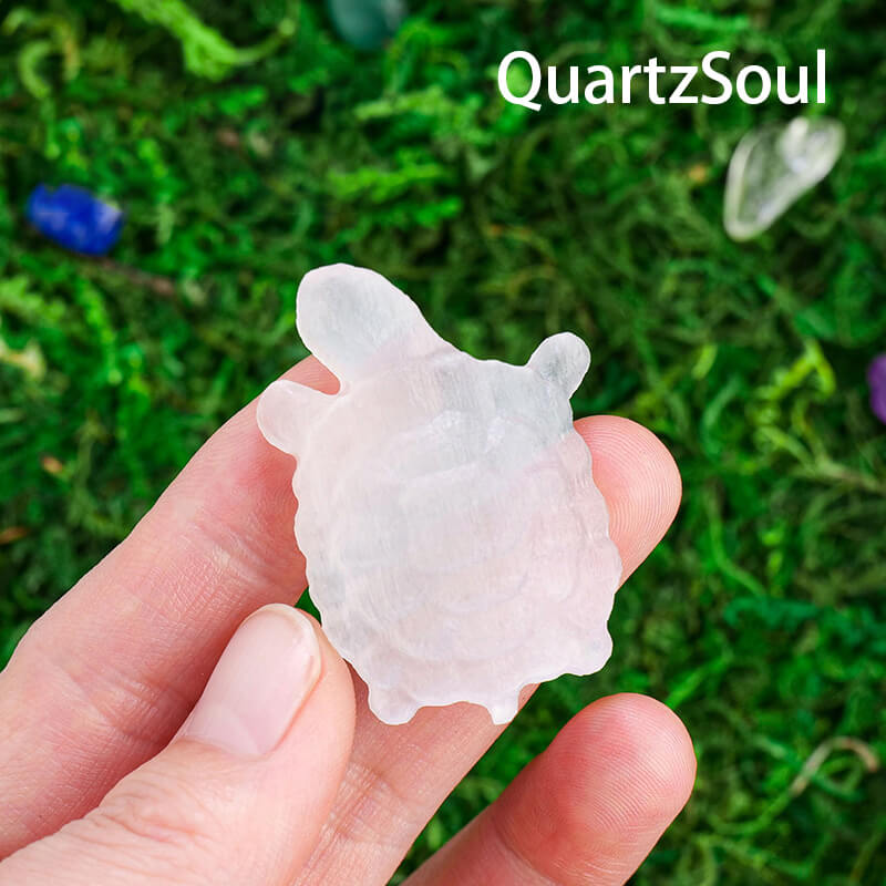 Detailed Selenite Tortoise Crystal Healing Stone