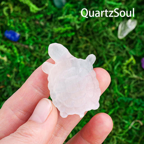 Detailed Selenite Tortoise Crystal Healing Stone
