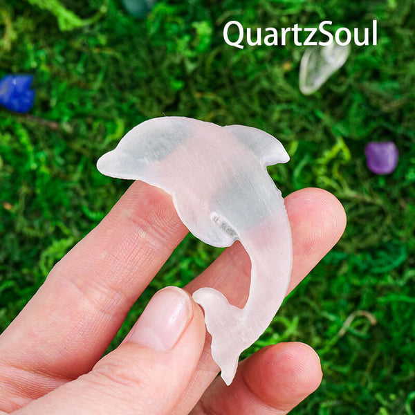White Selenite Dolphin Mineral Sculpture