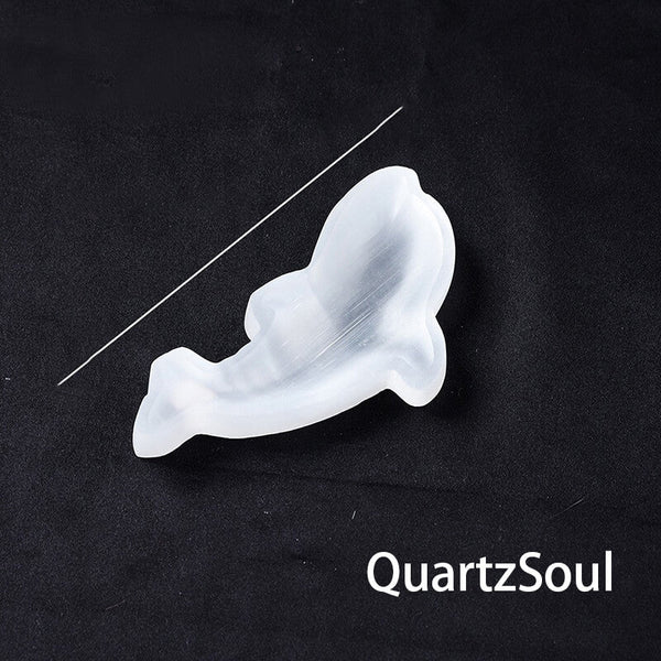 Luminous White Selenite Dolphin Crystal Mineral