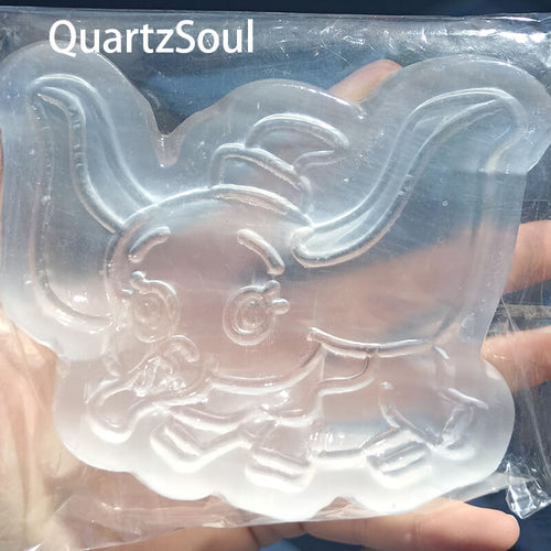 Handcrafted selenite crystal elephant carving for wholesale