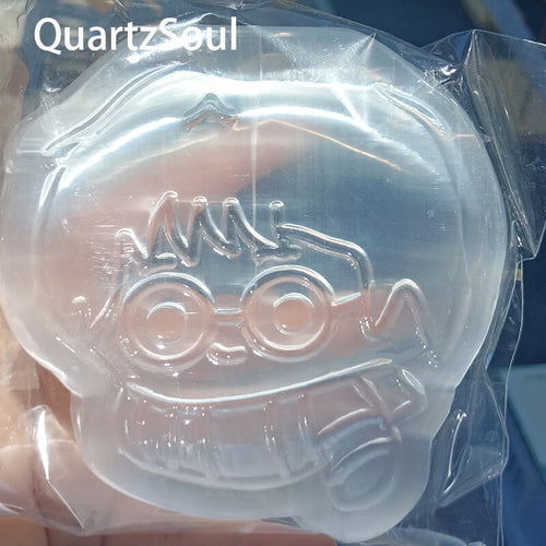 Selenite crystal carving of boy with glasses wholesale crystal figurine