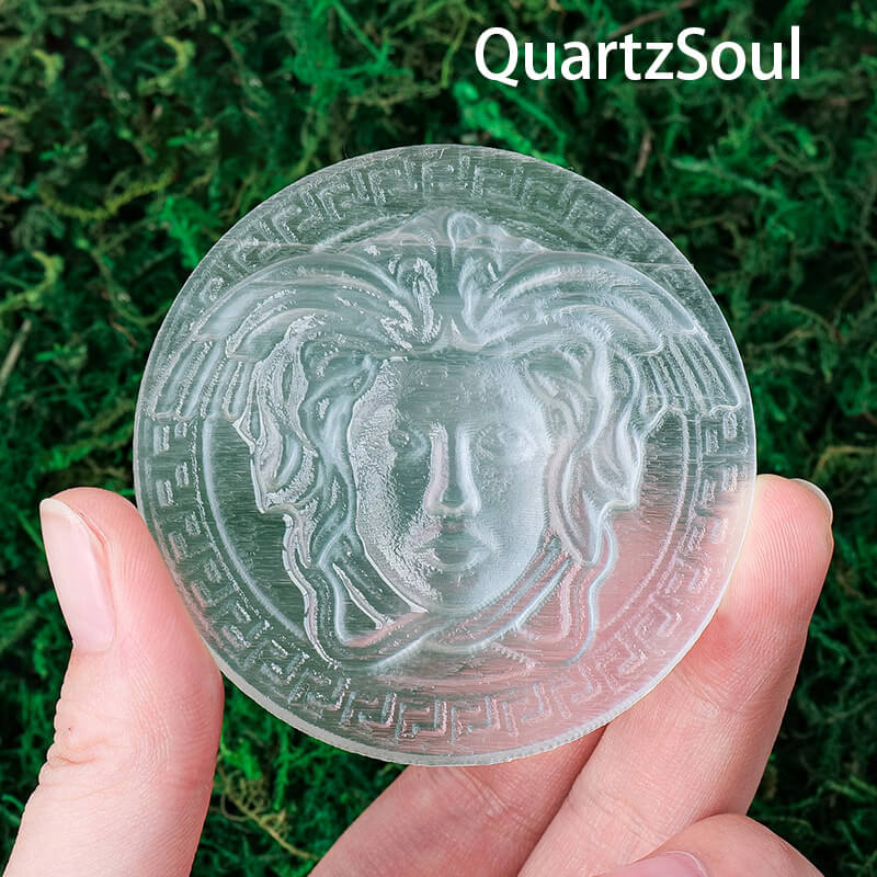 Luminous Selenite Goddess Mandala Crystal Carving