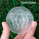 Luminous Selenite Goddess Mandala Crystal Carving