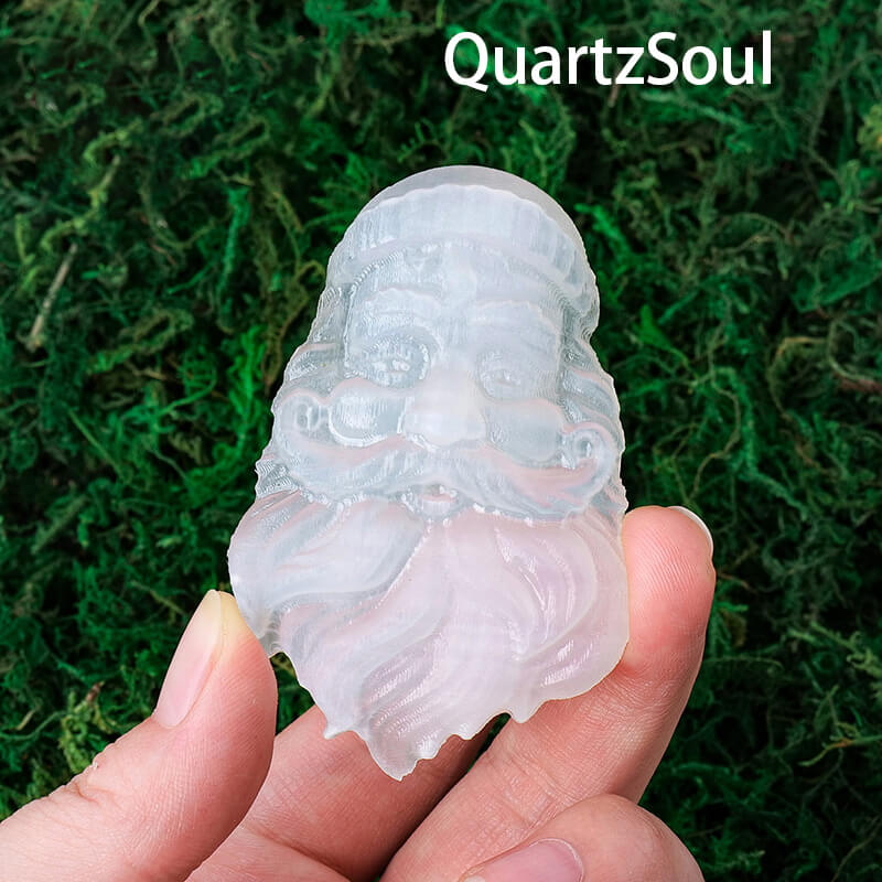 Intricate Selenite Crystal Santa Claus Sculpture