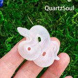 Translucent White Selenite Snake Carving Crystal