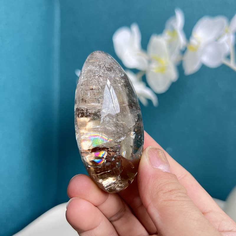 Natural Smoky Quartz Crystal Formation with Unique Patterns and Texture