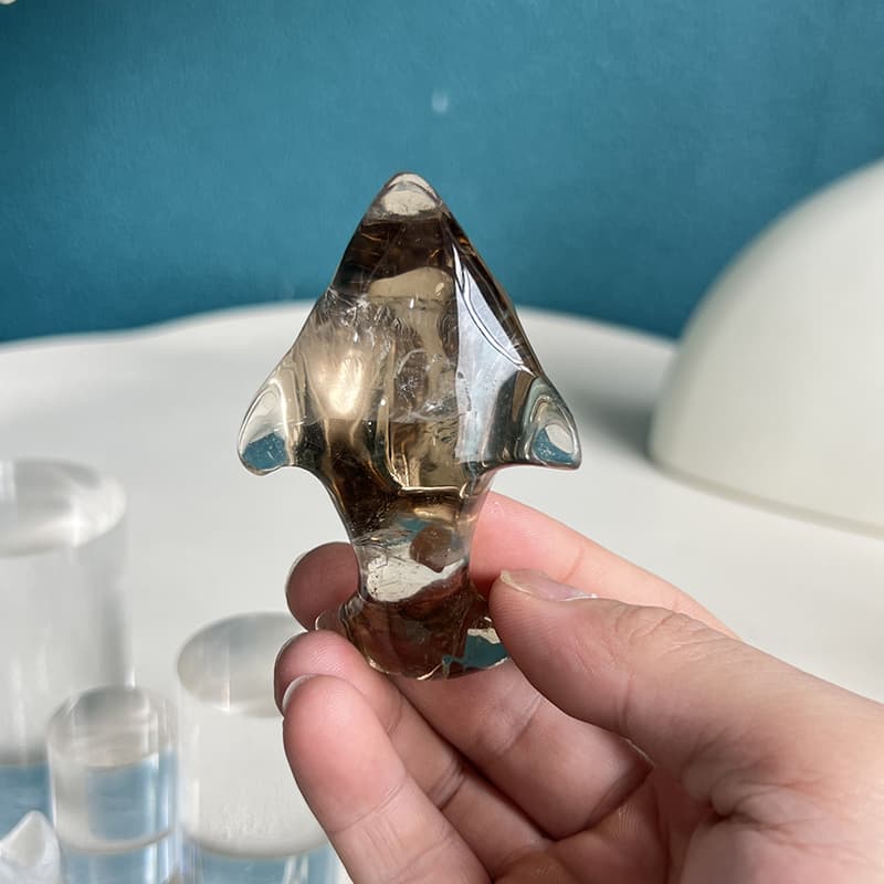 Smoky Quartz Fish Crystal Carving for Spiritual Healing