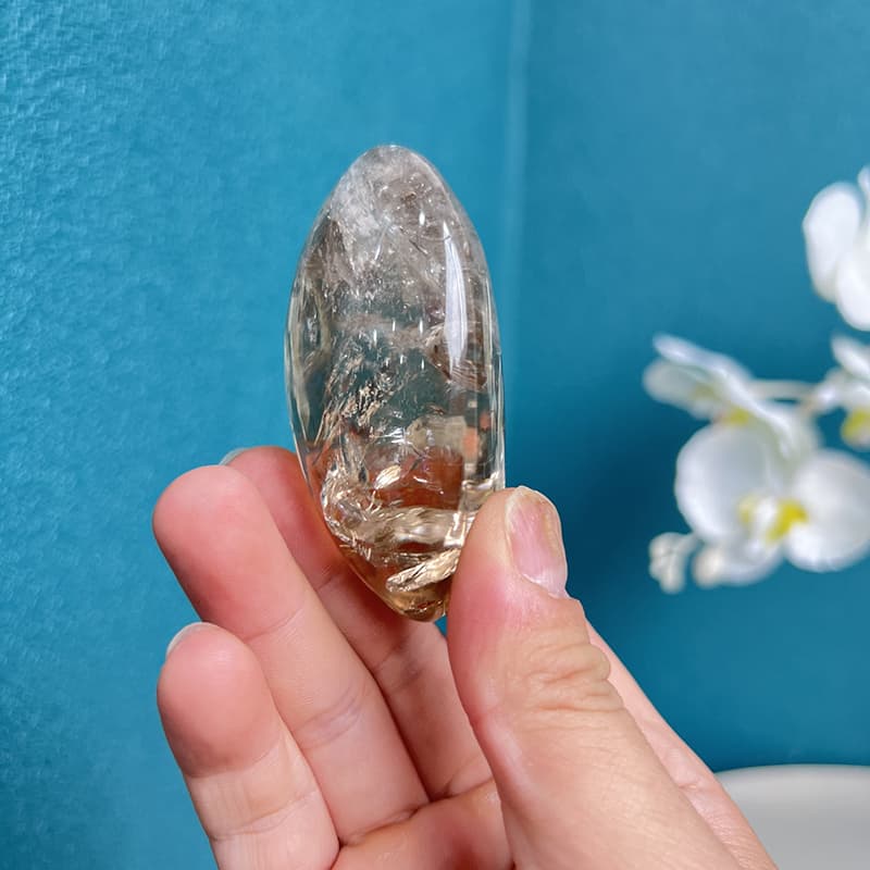 Smooth Smoky Quartz Palm Stone for Meditation and Energy Healing