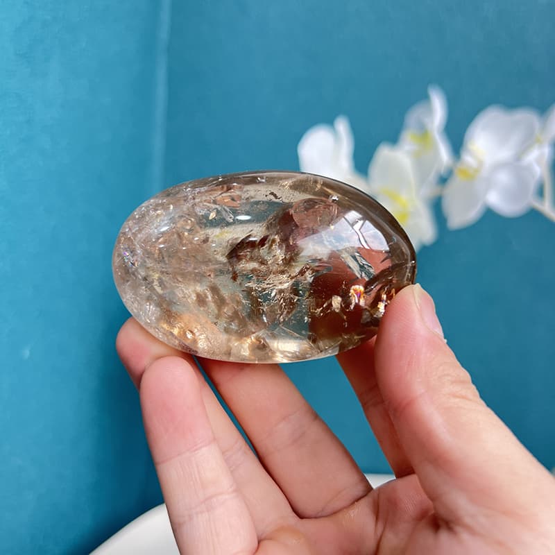 Smooth Smoky Quartz Palm Stone Perfect for Meditation and Mindfulness Practice