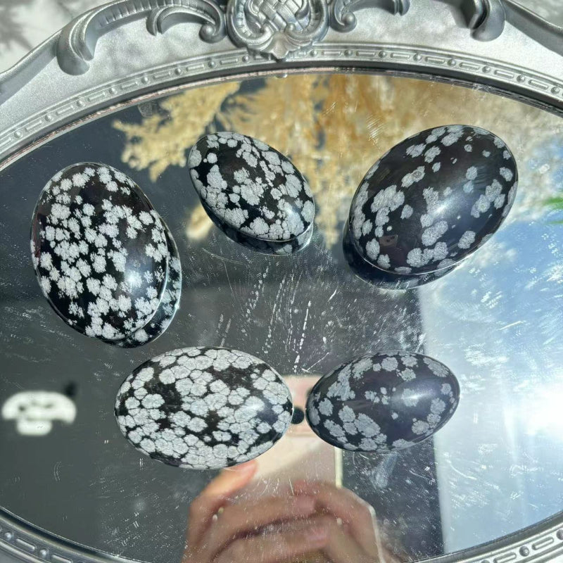 Bulk Collection of Snow Obsidian Palm Stones for Crystal Suppliers