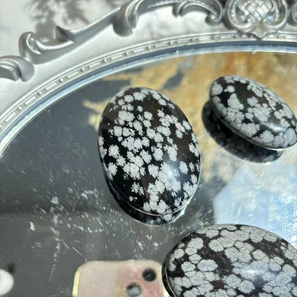 Snow Obsidian Palm Stone Fitting Perfectly in Hand for Crystal Healing