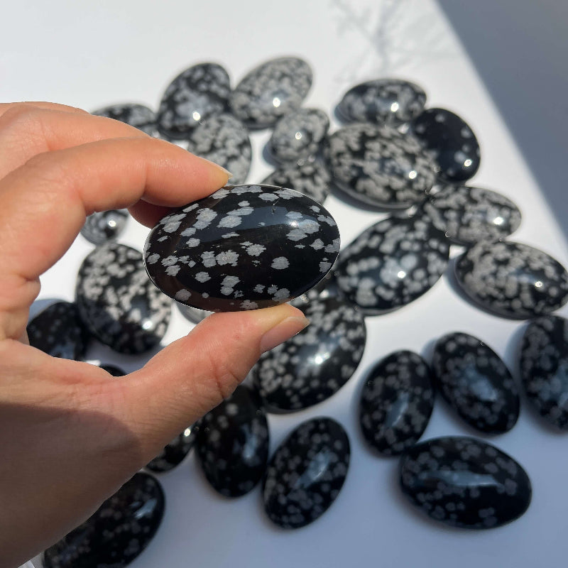Snow Obsidian Palm Stone for Meditation and Energy Work