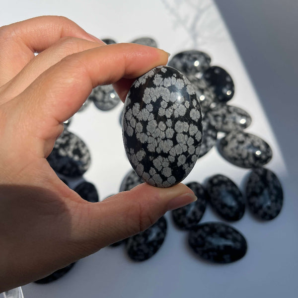 Snow Obsidian Palm Stone for Crystal Healing Practices