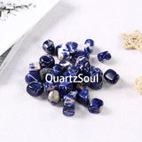 Natural Sodalite Tumbled Stones with Blue Veins and White Streaks