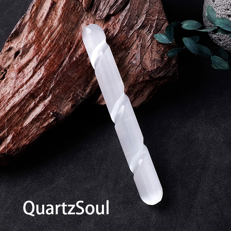 Natural White Spiral Selenite Crystal Healing Wand