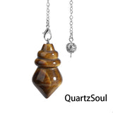 Tiger Eye golden brown spiral cone divination pendulum