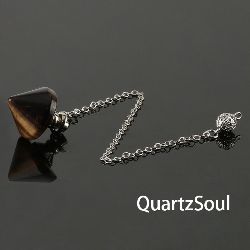 Tiger eye cone pendulum for protection and confidence