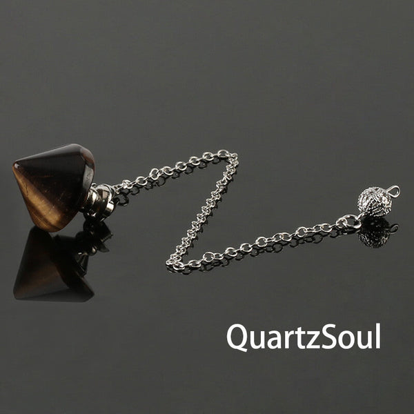 Tiger eye cone pendulum for protection and confidence