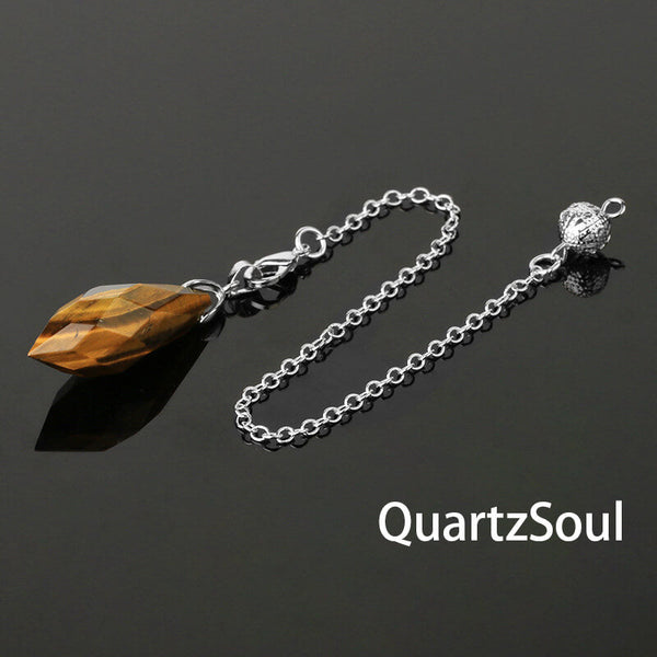 Tiger Eye Faceted Crystal Pendulum for Spiritual Guidance