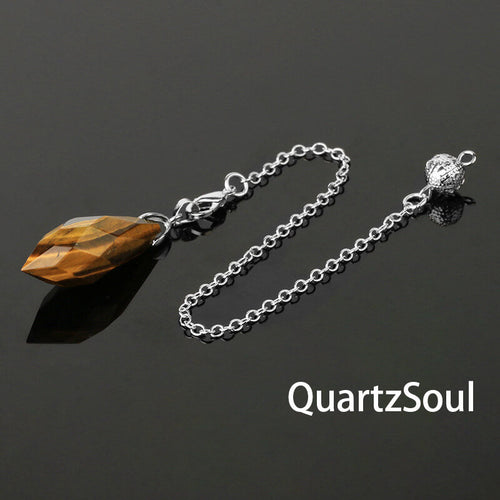Tiger Eye Faceted Crystal Pendulum for Spiritual Guidance