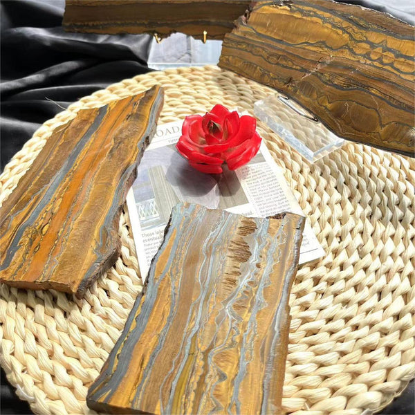 Natural Tiger Eye Crystal Slab Wholesale Premium Quality Golden Striations